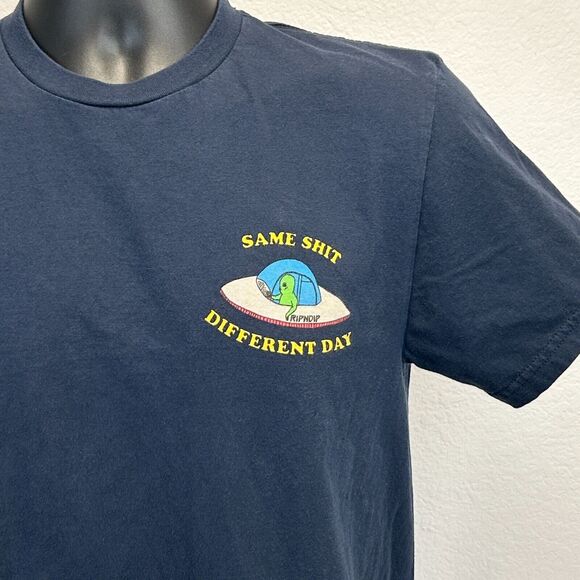 RIPNDIP Same Sh*t Different Day T Shirt Unisex Small Skater Skating Alien Black - Picture 4 of 8